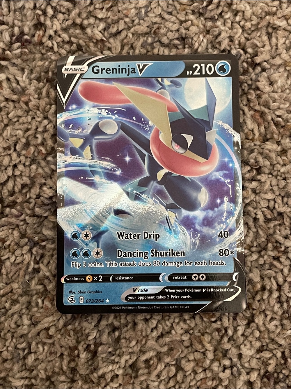 2021 Pokemon Sword And Shield Fusion Strike Holo Full Art Holo Greninja V 73/264